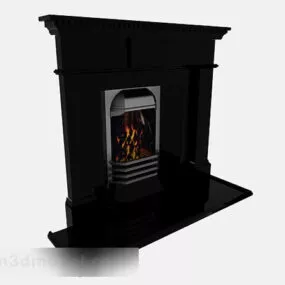 Black Paint Minimalist Fireplace 3d model