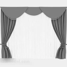 Gray Fabric Curtains 3d model