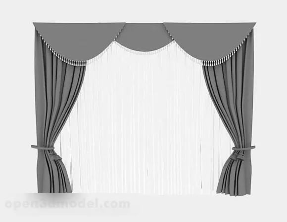 Gray Fabric Curtains 3d model Gray Fabric Curtains 3d model