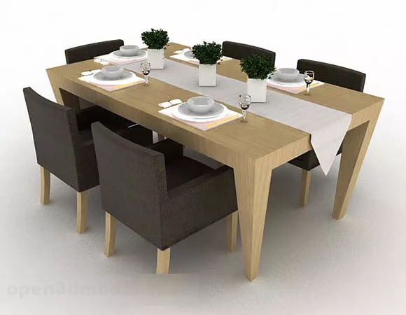 Modern Minimalistic Dining Table Chair Set 3d model Modern Minimalistic Dining Table Chair Set 3d model