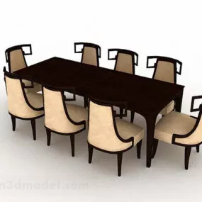 Antique Dining Table Chair 3d model