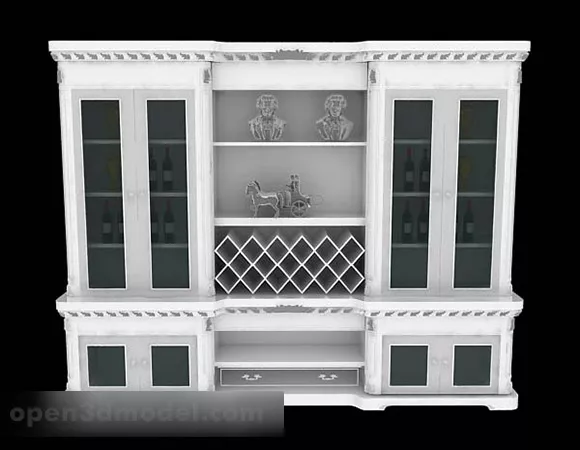 White Home Display Cabinet Furniture 3d model White Home Display Cabinet Furniture 3d model