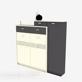 Yellow Grey Paint Wooden Wardrobe 3d model