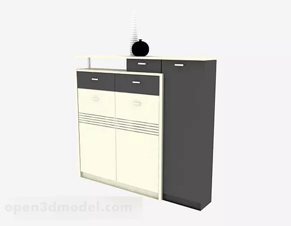 Wardrobe With Wide Slide Door 3d model