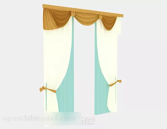 Home Room Yellow Curtain 3d model Home Room Yellow Curtain 3d model