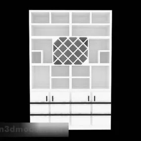 White Paint Mdf Display Cabinet 3d model