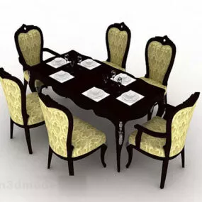 European Furniture Dining Table Chair 3d model