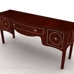 Brown Wooden Desk Antique Furniture 3d model