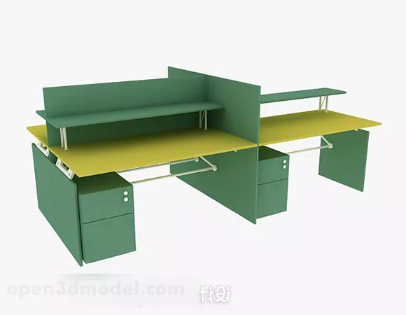 Green Desk Furniture 3d model Green Desk Furniture 3d model