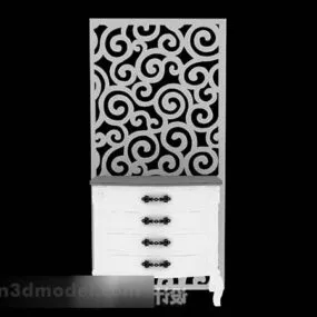 White Partition Bedroom Decorative 3d model