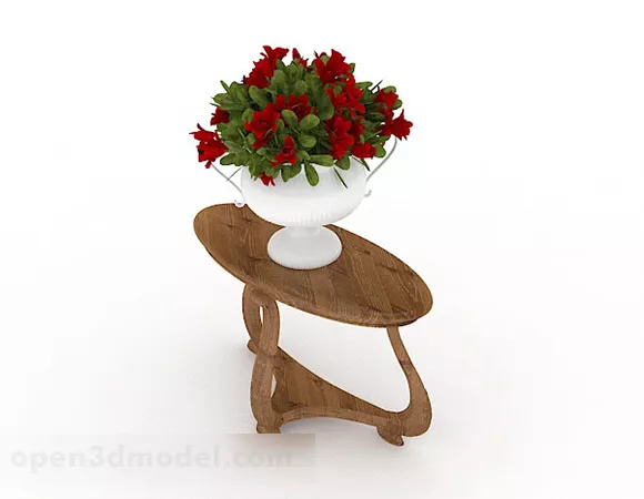 Indoor Table With Potted Plant 3d model Indoor Table With Potted Plant 3d model