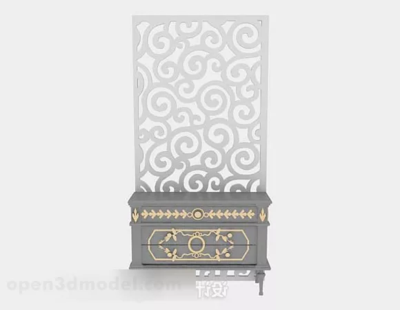 Gray Entrance Cabinet Decoration 3d model Gray Entrance Cabinet Decoration 3d model