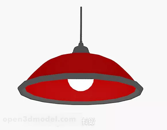 Red Shade Ceiling Chandelier 3d model Red Shade Ceiling Chandelier 3d model