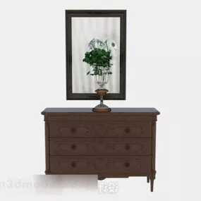 Brown Wood Office Cabinet Decor 3d model