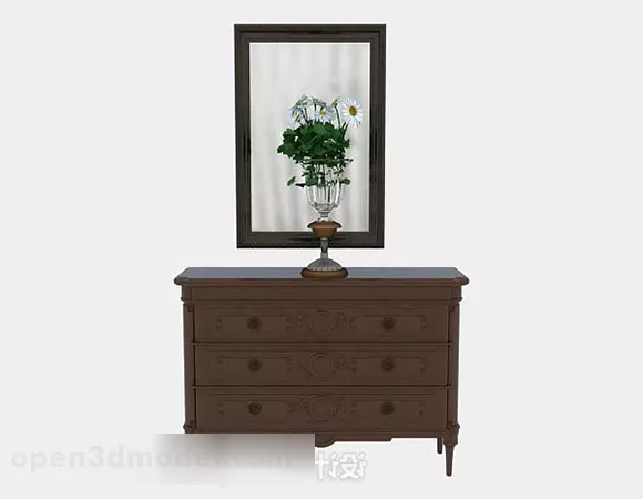 Brown Wood Office Cabinet Decor 3d model Brown Wood Office Cabinet Decor 3d model