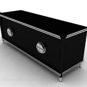 Black Wooden Home Tv Cabinet 3d model