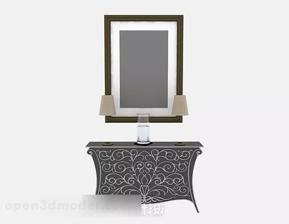 Gray Hall Cabinet Furniture 3d model Gray Hall Cabinet Furniture 3d model
