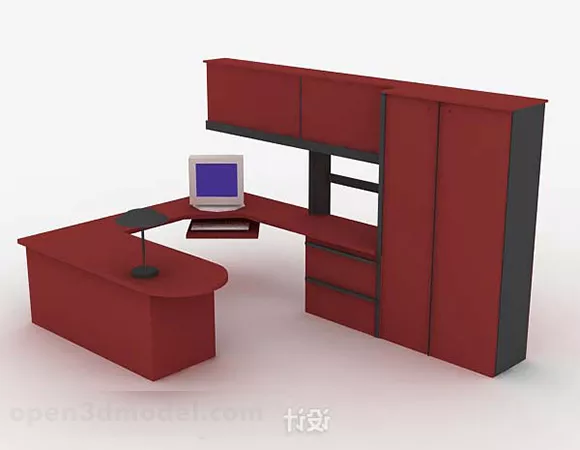 Red Paint Office Desk 3d model Red Paint Office Desk 3d model