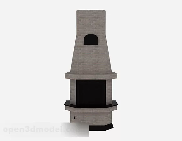 Brown Stone Fireplace V1 3d model Brown Stone Fireplace V1 3d model