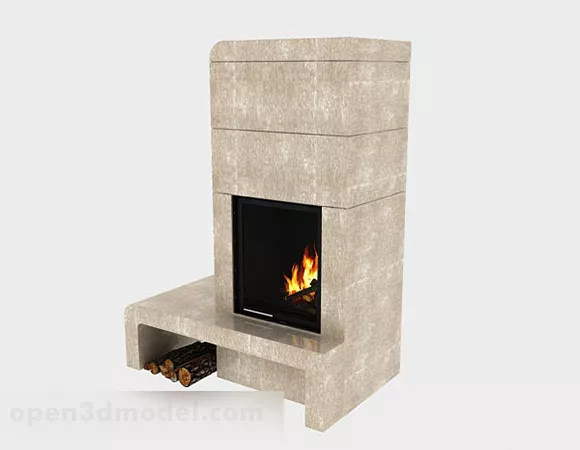 Antique Fireplace Stone Material 3d model