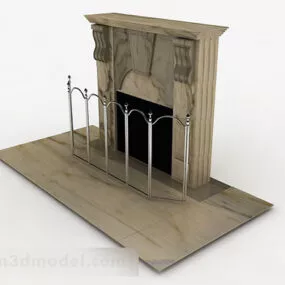 Classic Stone Fireplace V1 3d model