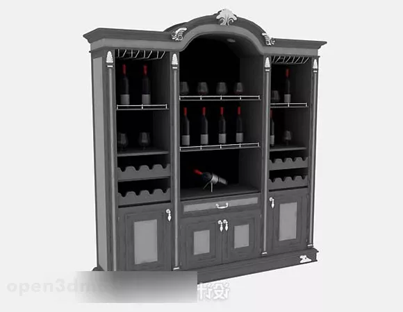 Antique Home Wine Cooler Cabinet 3d model Antique Home Wine Cooler Cabinet 3d model