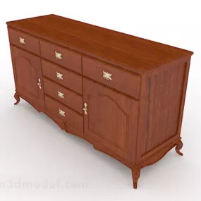 Red Wood Office Cabinet 3d model