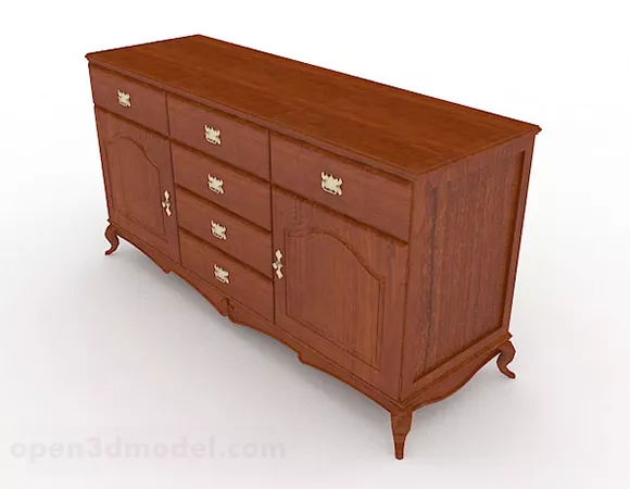 Red Wood Office Cabinet 3d model Red Wood Office Cabinet 3d model