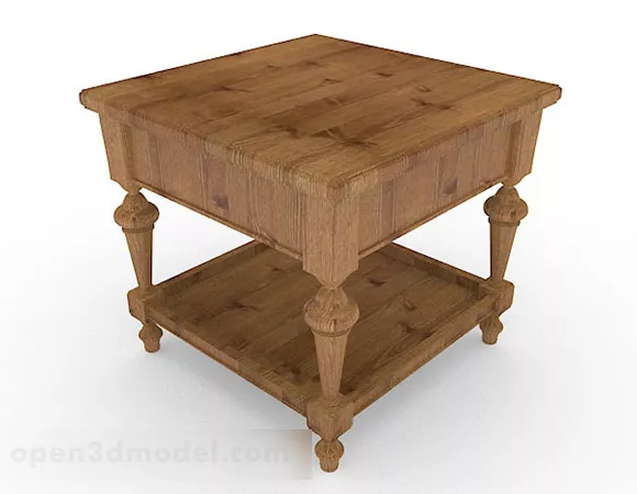 Antique Wooden Brown Coffee Table 3d model Antique Wooden Brown Coffee Table 3d model
