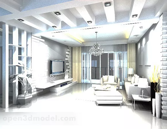 Modern White Minimalist Living Room 3d model Modern White Minimalist Living Room 3d model