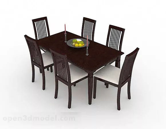 Rectangular Wood Dining Table And Chair 3d model Rectangular Wood Dining Table And Chair 3d model