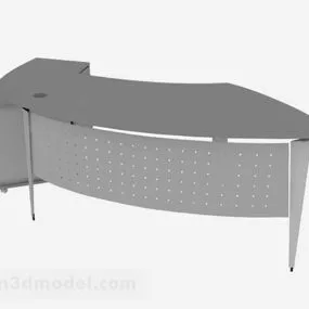 Gray Curved Office Desk 3d model
