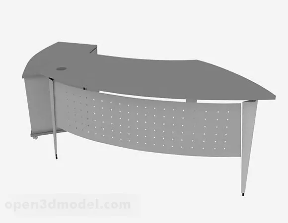 Gray Curved Office Desk 3d model Gray Curved Office Desk 3d model