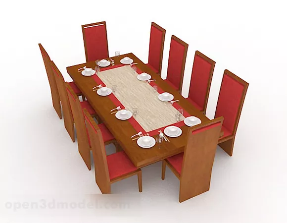 Wooden Home Dining Table Chair 3d model Wooden Home Dining Table Chair 3d model