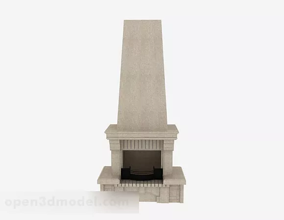 Stone Fireplace Modern Shape 3d model