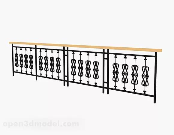 Antique Lattice Balcony With Handrail 3d model