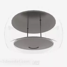 Gray Round Glass Ceiling Lamp 3d model