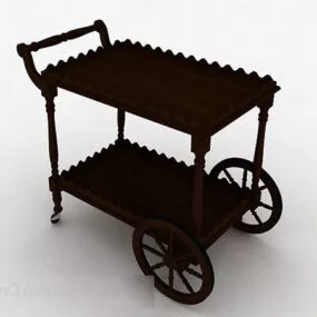 Wooden Mobile Dining Table 3d model