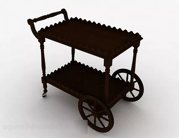Wooden Mobile Dining Table 3d model Wooden Mobile Dining Table 3d model
