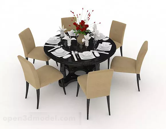 Round Dining Table Chair 3d model Round Dining Table Chair 3d model