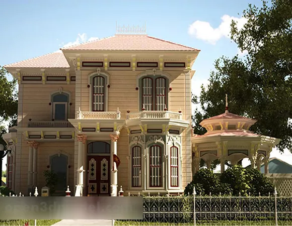 European Villa Building House Concept 3d model