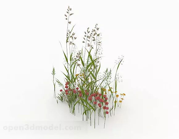 Green Grass With Flower 3d model Green Grass With Flower 3d model