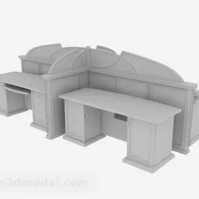 Gray Wooden Work Desk 3d model