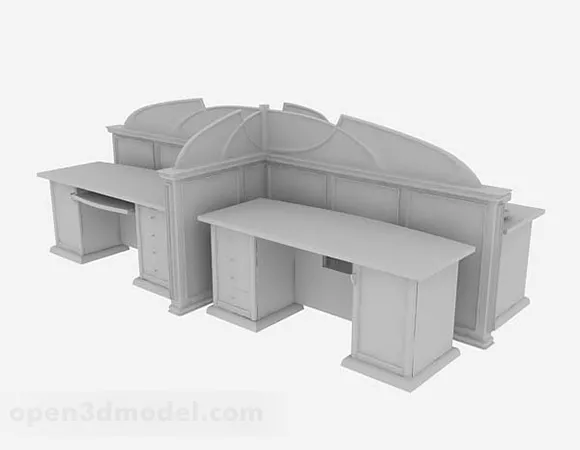 Gray Wooden Work Desk 3d model Gray Wooden Work Desk 3d model