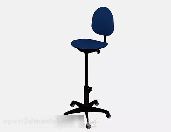 Blue Fabric Office Wheels Chair 3d model Blue Fabric Office Wheels Chair 3d model