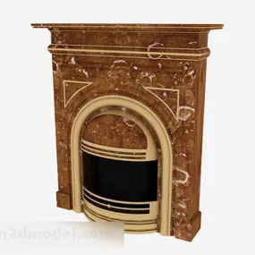 Brown Stone Fireplace V2 3d model