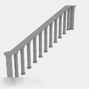 Gray Wooden Iron Railing 3d model