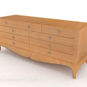 Antique Yellow Wooden Office Cabinet 3d model