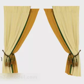 Yellow Antique Home Curtains 3d model