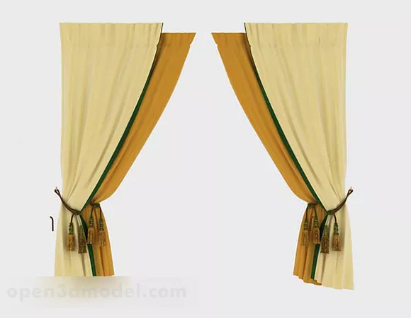 Yellow Antique Home Curtains 3d model Yellow Antique Home Curtains 3d model